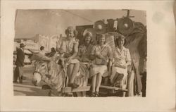 Flight Attendants, Tourists On Donkey Cart Postcard