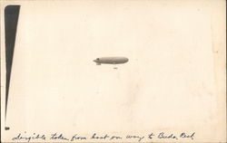 Dirigible taken from boat on way to Budapest Hungary Airships Postcard Postcard Postcard