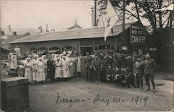 American Red Cross Canteen Camp Group Photo Postcard