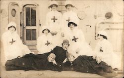 Men Dressed in Drag as Nurses Postcard