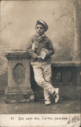 Belgian Boy Selling Postcards Postcard