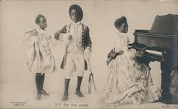Off for the cake. African children fancy dress  piano Postcard