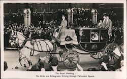 The Royal Wedding, The Bride and Bridegroom Driving through Parliament Square Postcard