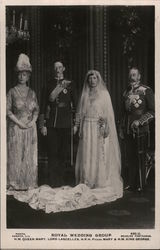 Royal Wedding Group, Queen Mary, Lord Lascelles, Princess Mary, King George Postcard