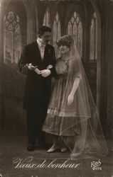 A Bride and a Groom Marriage & Wedding Rise Postcard Postcard Postcard