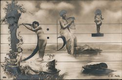 Women and Children on musical notes Postcard
