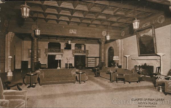 Glimpse of Main Lobby, Hotel Plaza San Francisco California