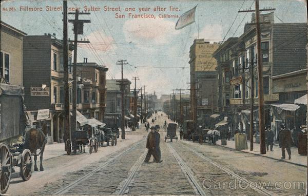 Filmore Street Near Sutter Street, One Year After Fire San Francisco California