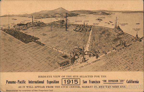 Birds eye view of the site selected for the Panama-Pacific International Exposition 1915 San Francisco