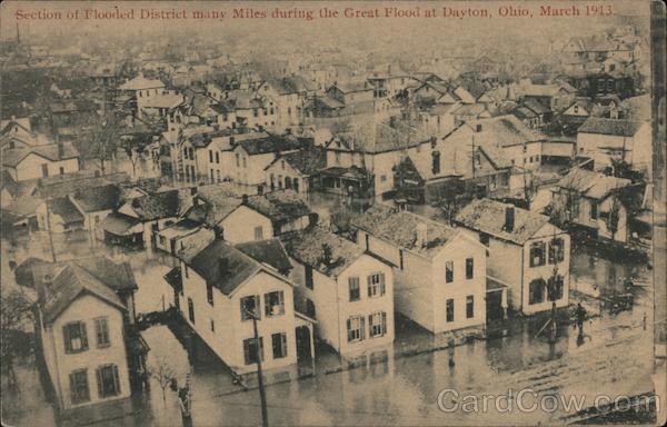 Section of Flooded District Many Miles During the Great Flood, March 1913 Dayton Ohio