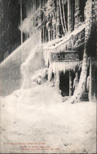 In front of the Colby Furniture Store after the Million Dollar Fire January 28, 1908 Chicago Illinois
