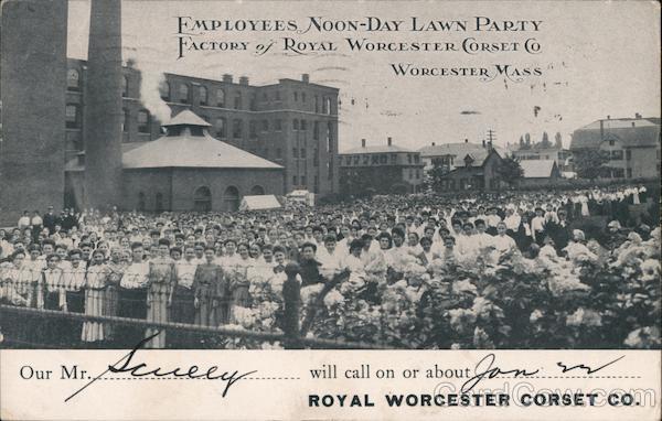 Employees Noon-Day Lawn Party Factory of Royal Worcester Corset Co. Massachusetts