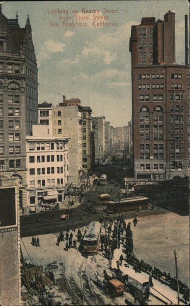 Looking Up Kearny Street from Third Street San Francisco California