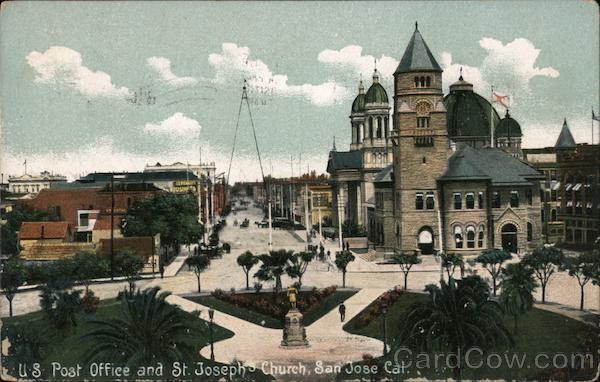 U.S. Post Office and St Joseph's Church San Jose California