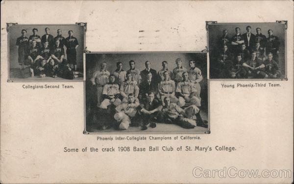 Rare: 1908 Baseball Teams, St. Mary's College Moraga California