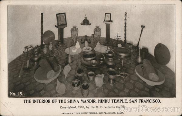 The interior of the Shiva Mandir, Hindu Temple San Francisco California
