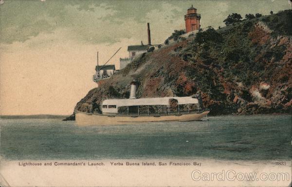 Lighthouse and Commandant's Launch, Yerba Buena Island, San Francisco Bay California