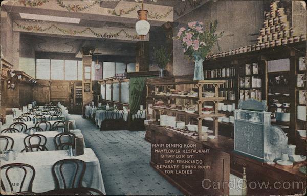 Main Dining Room, Mayflower Restaurant, 9 Taylor St. San Francisco California