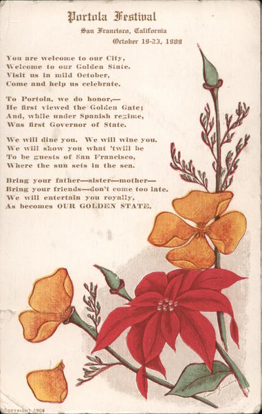 Portola Festival Oct. 19-23, 1909 San Francisco California