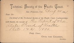 Technical Society of the Pacific Coast San Francisco, CA Postcard Postcard Postcard