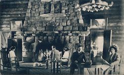 Fireplace in Great Hall, Pebble Beach Lodge Postcard