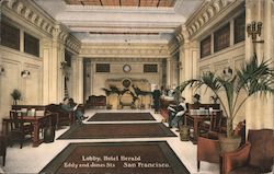 Lobby, Hotel Herald - Eddy and Jones Sts. Postcard