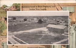 Stanislaus leads in Dairy Products, and invites your inquiry. Aerial view of town. Postcard
