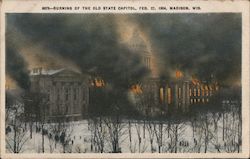 Burning of the Old State Capitol, Feb 27, 1904, Madison, Wis Postcard