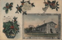 A Merrie Christmas and a Happy New Year Postcard