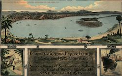 Showing harbor of San Diego and Balboa Park - Panama-California Exposition site 1915 Postcard