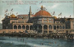 The New Casino From Beach, Showing the Bathers and Crowds Santa Cruz, CA Postcard Postcard Postcard