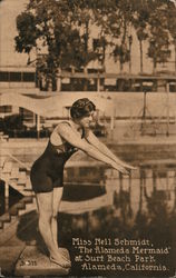 Miss Nell Schmidt, "The Alameda Mermaid" at Surf Beach Park Postcard