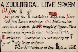 Black Cat Cafe. A Zoological Love Spasm. Postcard