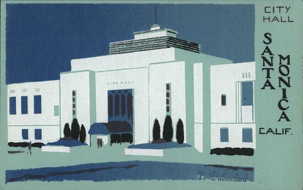 City Hall Serigraph Santa Monica California