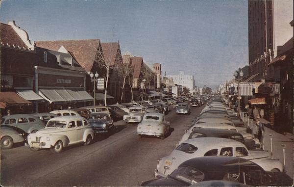 Third Avenue view of cars and shops San Mateo California