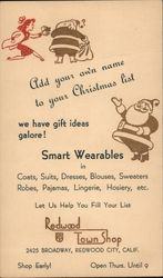 Redwood Town Shop, Smart Wearables, Santa Postcard