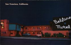 Night view of Bel Aire Motel Postcard