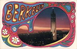 The Campanile at Sunset Psychedelic Hippie Style Postcard