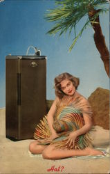 Oasis Water Coolers - Hot? Nude Woman with Straw Hat Postcard