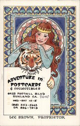 Adventure in Postcards & Collectibles, Queen with tiger stain glass window Sunland, CA Post Card Clubs, Collecting, Deltiology P Postcard