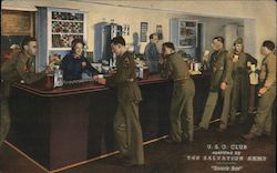 U.S.O. Club Operated by The Salvation Army "Snack Bar" Postcard