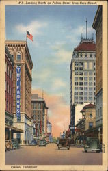 Looking North on Fulton Street from Kern Street Postcard