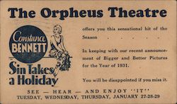 The Orpheus Theater Postcard