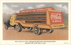 Drink Coca Cola in bottles. Weldmech full streamline bottlers' semi trailer body Postcard