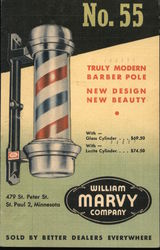 William Marvy Company Barber Pole Postcard