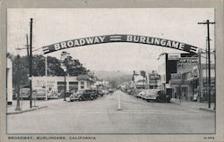 View of Broadway Burlingame, CA Postcard Postcard Postcard