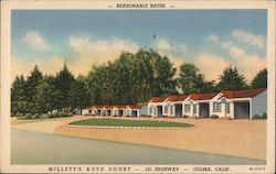 Millett's Auto Court Colma, CA Postcard Postcard Postcard