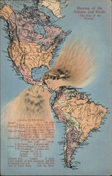 Meeting of the Atlantic and Pacific. "The Kiss of the Oceans". Canal Statistics Postcard