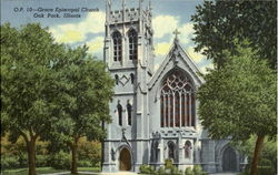 O.P. 10-Grace Epispocal Church Oak Park, IL Postcard Postcard
