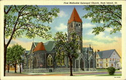 First Methodist Epispocal Church Rock Island, IL Postcard Postcard